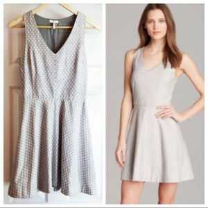 Joie M Norton Fit and Flare Dress Gray White geo